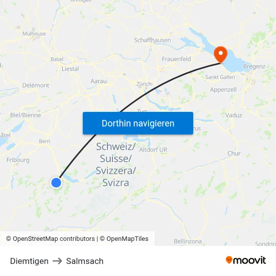 Diemtigen to Salmsach map