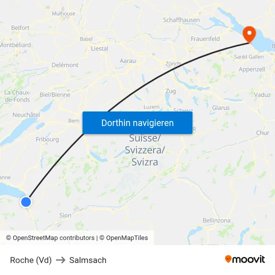Roche (Vd) to Salmsach map