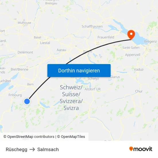 Rüschegg to Salmsach map