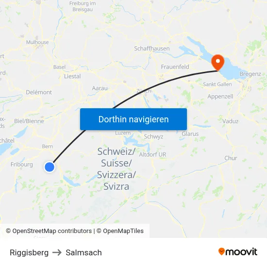 Riggisberg to Salmsach map