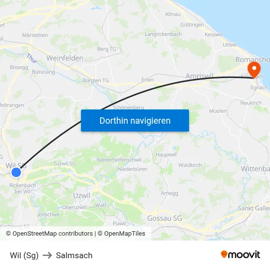 Wil (Sg) to Salmsach map