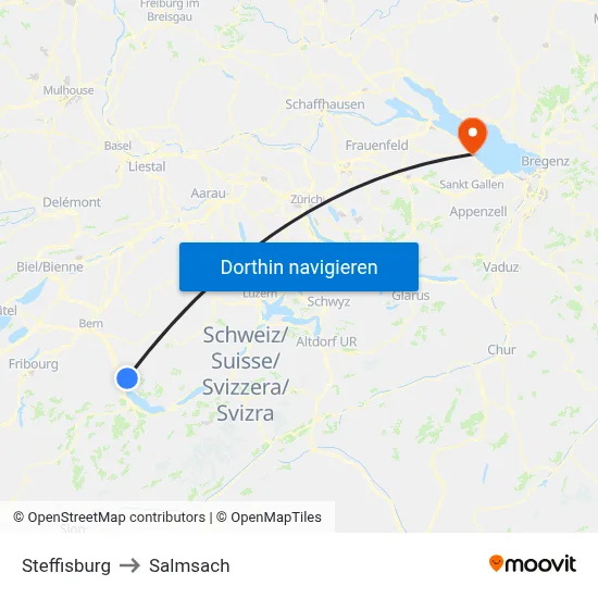 Steffisburg to Salmsach map