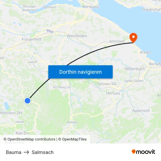 Bauma to Salmsach map