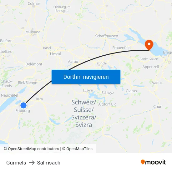 Gurmels to Salmsach map