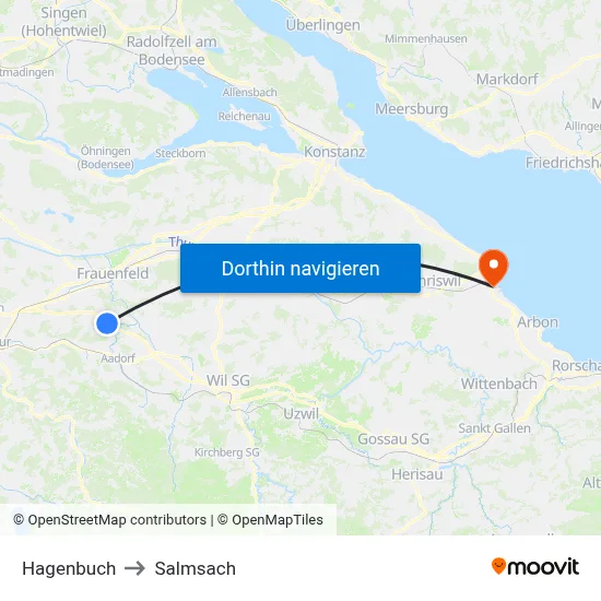 Hagenbuch to Salmsach map
