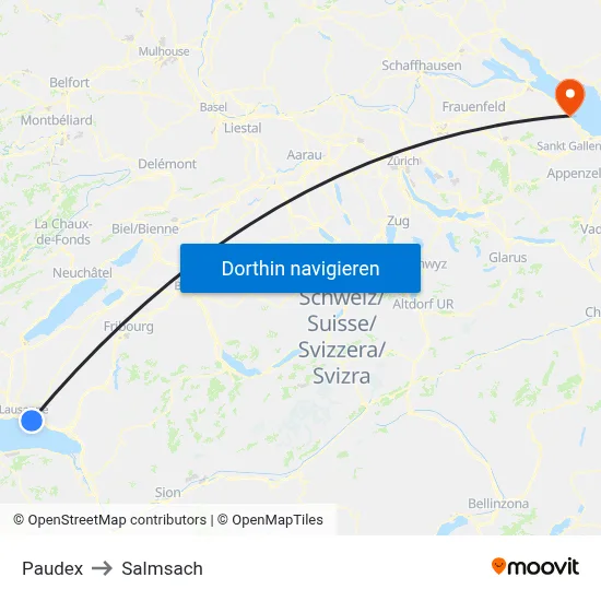 Paudex to Salmsach map