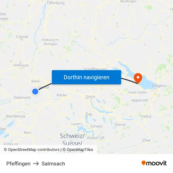 Pfeffingen to Salmsach map