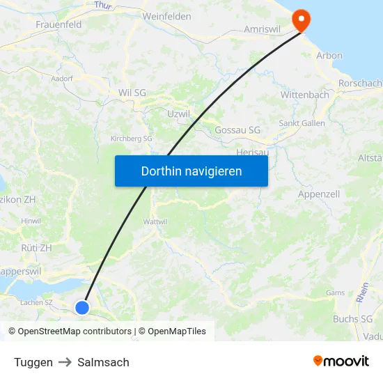 Tuggen to Salmsach map