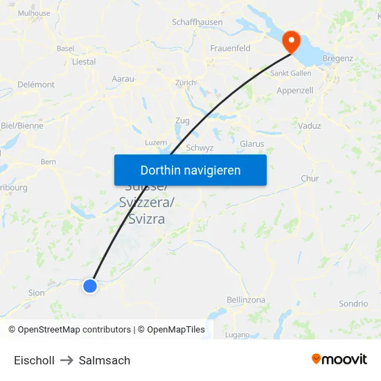 Eischoll to Salmsach map