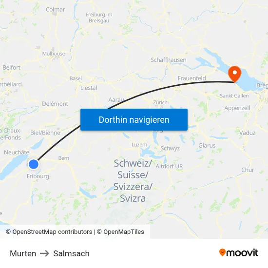 Murten to Salmsach map