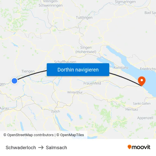 Schwaderloch to Salmsach map