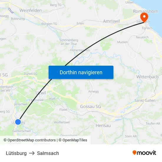 Lütisburg to Salmsach map