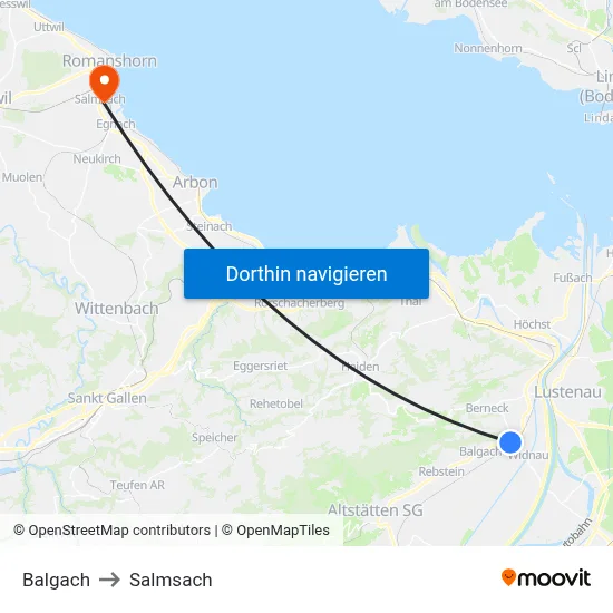 Balgach to Salmsach map