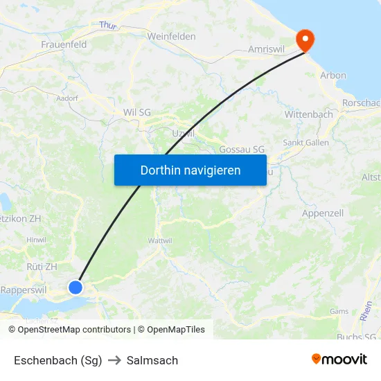 Eschenbach (Sg) to Salmsach map