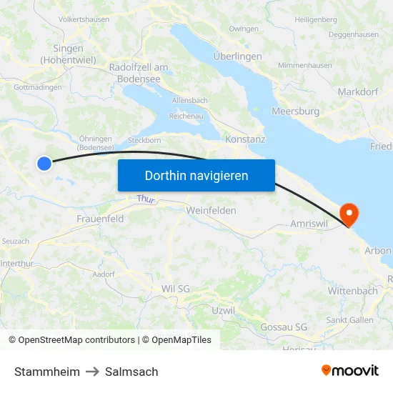 Stammheim to Salmsach map