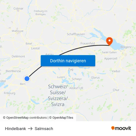 Hindelbank to Salmsach map
