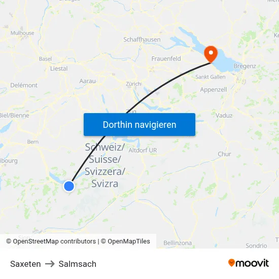 Saxeten to Salmsach map