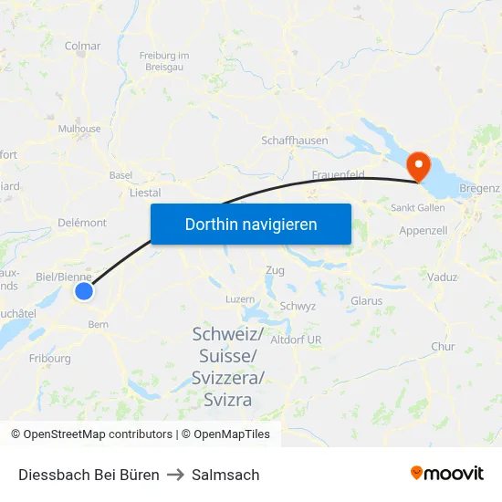 Diessbach Bei Büren to Salmsach map