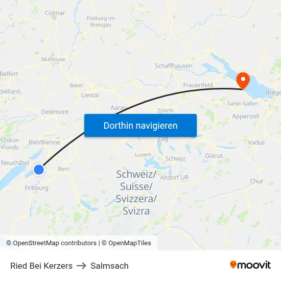 Ried Bei Kerzers to Salmsach map