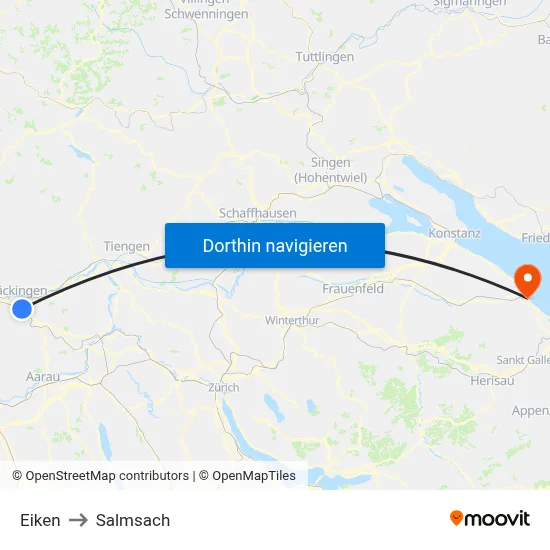 Eiken to Salmsach map