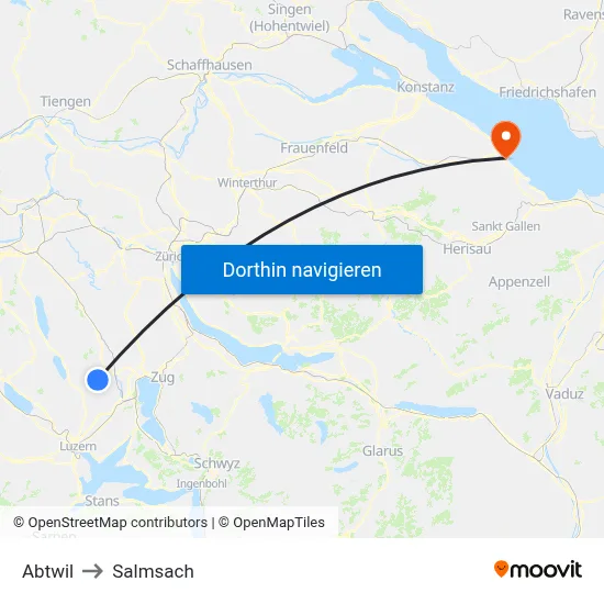 Abtwil to Salmsach map