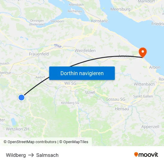 Wildberg to Salmsach map