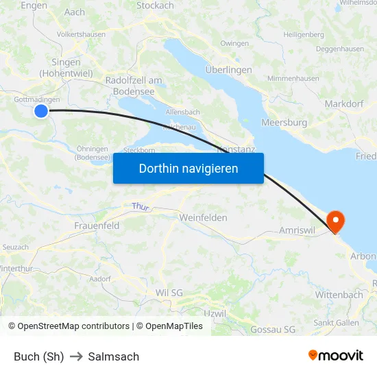 Buch (Sh) to Salmsach map