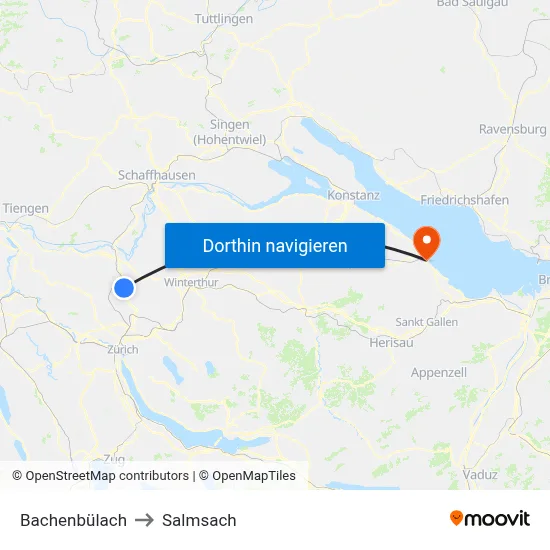 Bachenbülach to Salmsach map