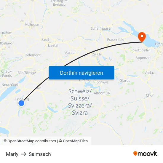 Marly to Salmsach map