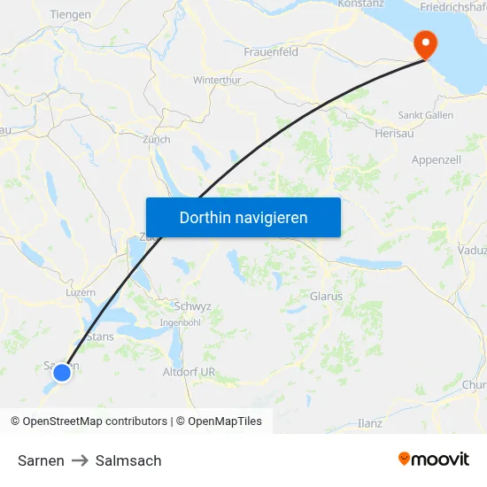 Sarnen to Salmsach map