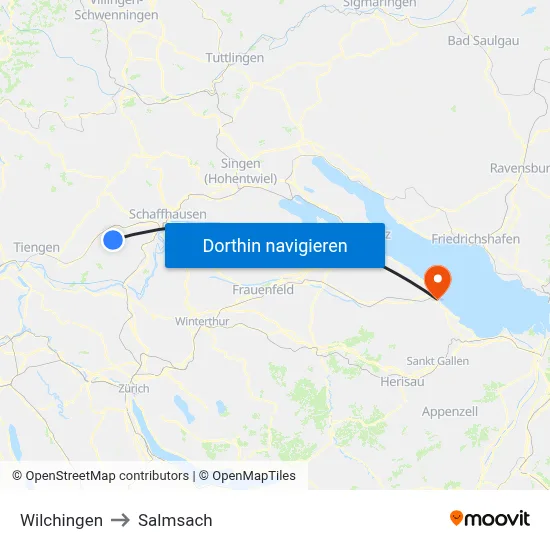 Wilchingen to Salmsach map