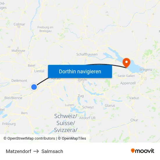 Matzendorf to Salmsach map