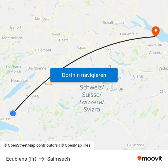 Ecublens (Fr) to Salmsach map