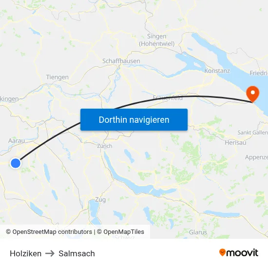 Holziken to Salmsach map