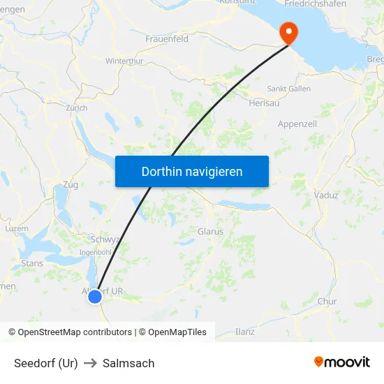Seedorf (Ur) to Salmsach map