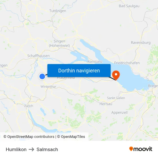 Humlikon to Salmsach map