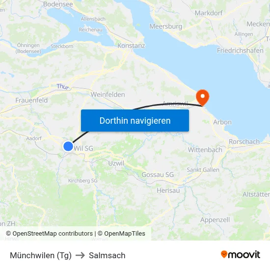 Münchwilen (Tg) to Salmsach map
