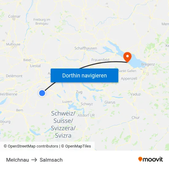 Melchnau to Salmsach map