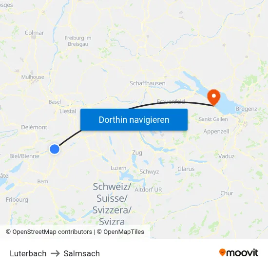 Luterbach to Salmsach map