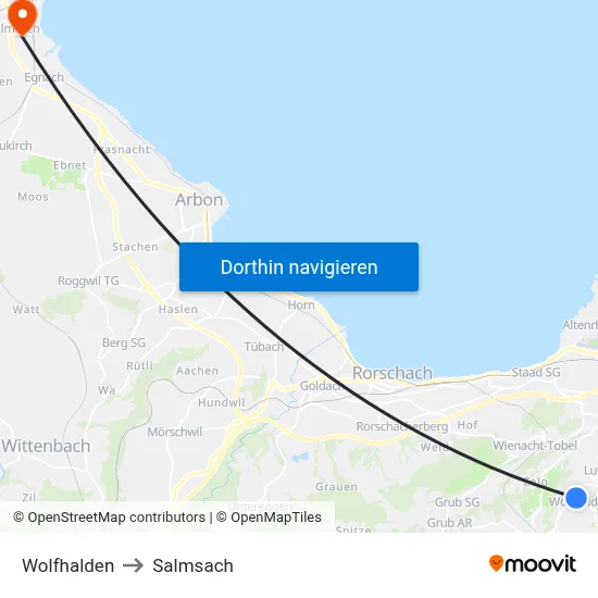 Wolfhalden to Salmsach map