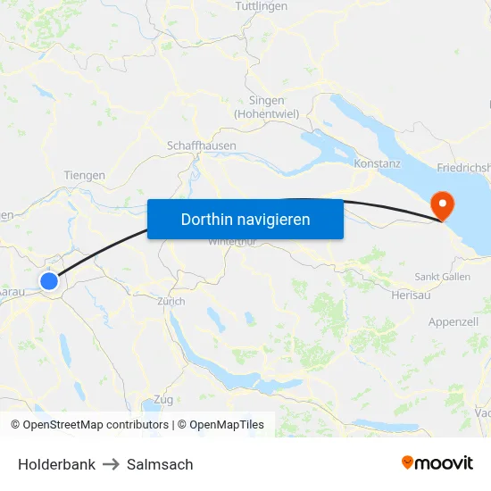 Holderbank to Salmsach map