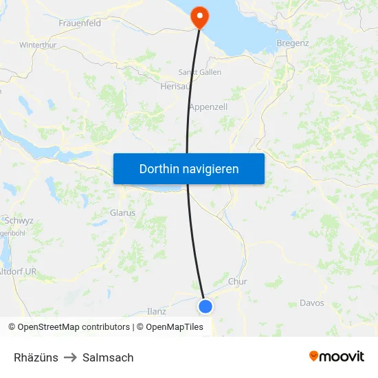Rhäzüns to Salmsach map