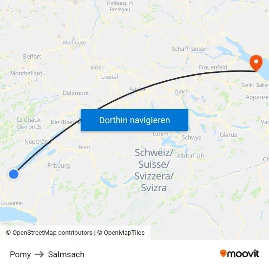 Pomy to Salmsach map