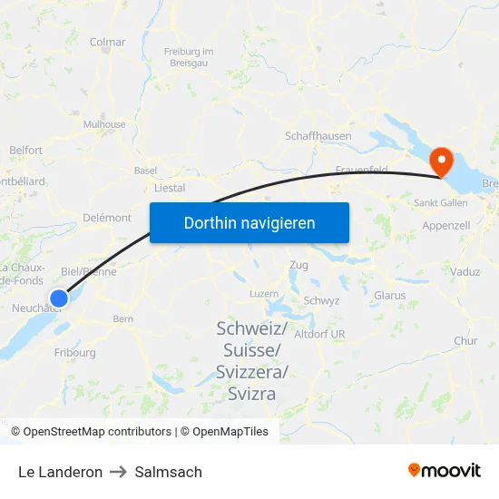 Le Landeron to Salmsach map