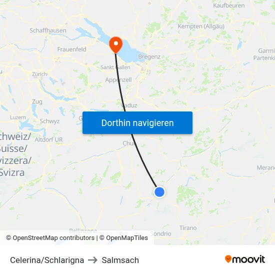 Celerina/Schlarigna to Salmsach map