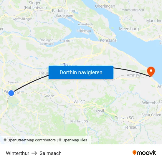 Winterthur to Salmsach map