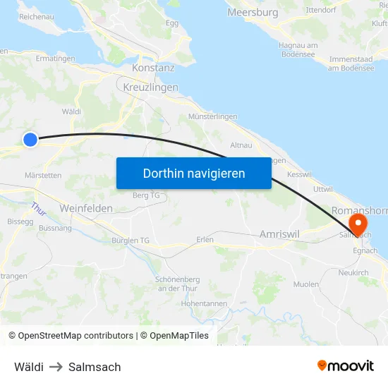 Wäldi to Salmsach map