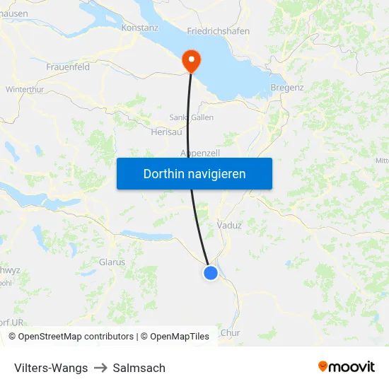 Vilters-Wangs to Salmsach map