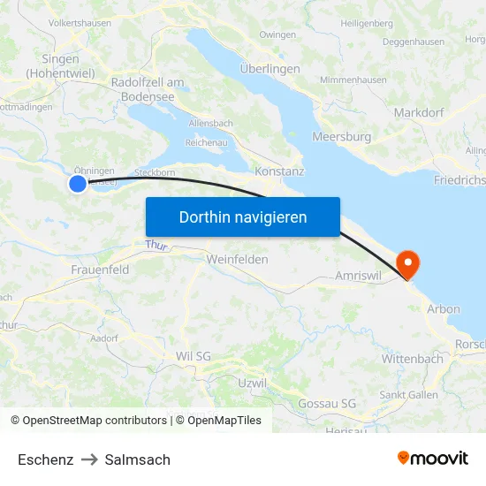 Eschenz to Salmsach map