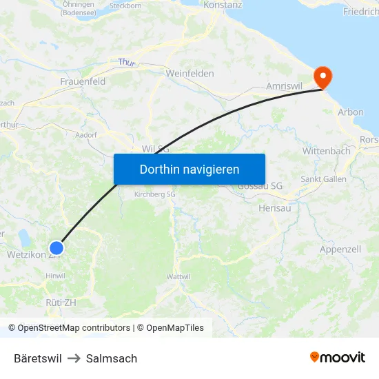 Bäretswil to Salmsach map